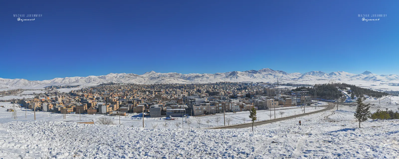 کامیاران · استان کردستان · نمای زمستانی شهر و زاگرس